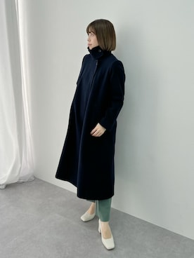 「150cm台コーデ」｜「アイテム（ステンカラーコート）」を使った、M A O R I N.さん（レディース・152cm）の冬コーディネート