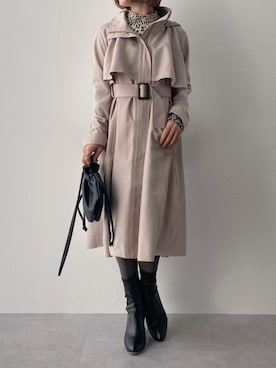 「レギュラー」｜「アイテム（トレンチコート）」を使った、M A O R I N.さん（レディース・152cm）の冬コーディネート