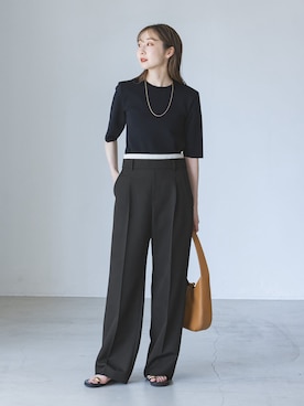 「アイテム（スラックス）」を使った、Rinaさん（レディース・164cm）の夏コーディネート