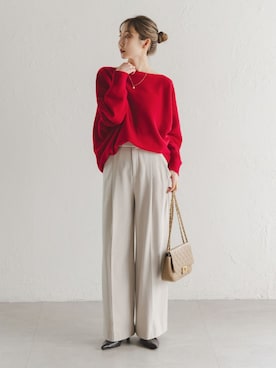 「アイテム（スラックス）」を使った、Rinaさん（レディース・164cm）の秋コーディネート