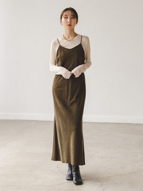 追加》ワイドVネックフィブリルキャミワンピース2（ワンピース