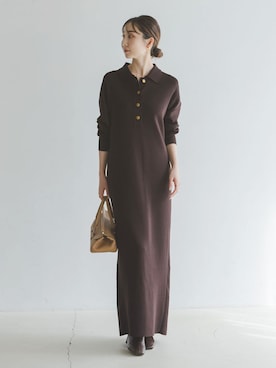 「アイテム（ボストンバッグ）」を使った、Rinaさん（レディース・164cm）の秋コーディネート