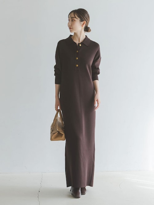 追加》ポロシャツニットワンピース（ワンピース）｜NOBLE（ノーブル