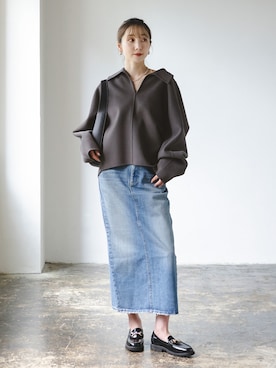 「Lee（リー）のアイテム（デニムスカート）」を使った、Rinaさん（レディース・164cm）の秋コーディネート