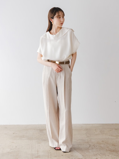 noble　2WAYワイドカラーヘビーキュプラブラウス 2WAYワイドカラーヘビーキュプラブラウス（シャツ/ブラウス