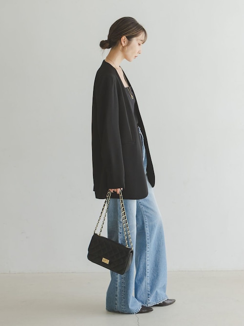 【未使用タグ付】スリーブスリットケープジャケット スリーブスリットケープジャケット（ノーカラージャケット）｜NOBLE