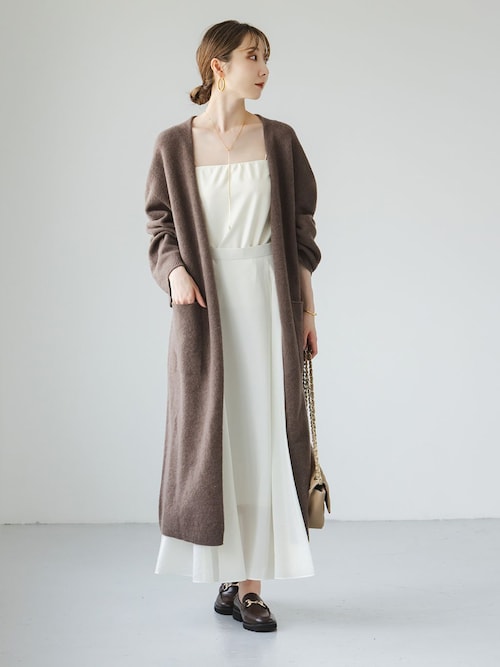 未使用　NOBLEノーブル ミラノリブニットガウン ロングカーディガン　ベージュ NOBLE ノーブル ミラノリブニットガウン ロングカーディガン ベージュ