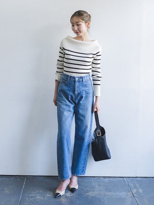 NOBLE オフショルダー ニット ボーダー Noble - NOBLE オフショルダー ニット ボーダーの通販 by shop