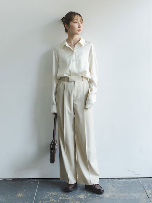 セール】ナチュラルグロスサテンシャツ（シャツ/ブラウス