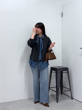 「COLLAGE GALLARDAGALANTE（コラージュガリャルダガランテ）のヤクライクニット/WEB限定カラー展開（ニット/セーター）」を使った、Pちゃんさん（レディース・157cm）の秋コーディネート