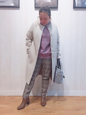「DRESKIP（ドレスキップ）のアイテム（ノーカラーコート）」を使った、P̆̈ĕ̈ĕ̈さん（レディース・150cm）の冬コーディネート