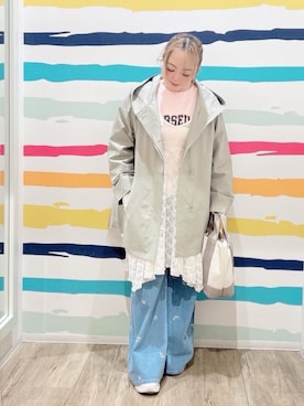 「INDIVI（インディヴィ）の◆[L]ボーダーアシンメトリーワンピース（ワンピース、ブラック系）」を使った、Peeさん（レディース・150cm）の冬コーディネート