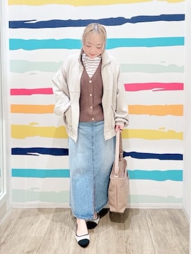「INDIVI（インディヴィ）の◆ツイードプリントワンピース（チュニック、グレー系）」を使った、Peeさん（レディース・150cm）の冬コーディネート