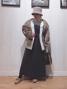 「DRESKIP（ドレスキップ）のアイテム（ハット）」を使った、P̆̈ĕ̈ĕ̈さん（レディース・150cm）の冬コーディネート