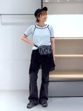 「LAKOLE（ラコレ）のアイテム（パンツ）」を使った、yun..さん（レディース・160cm）の春コーディネート