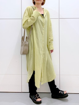 「LAKOLE（ラコレ）のアイテム（シャツワンピース）」を使った、yun..さん（レディース・160cm）の夏コーディネート