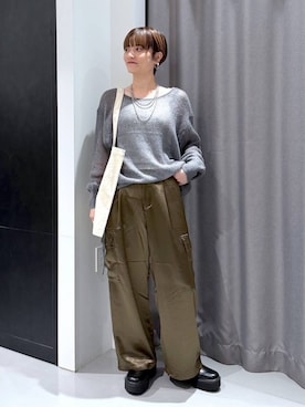 「アイテム（カーゴパンツ）」を使った、yun..さん（レディース・160cm・40代）の秋コーディネート