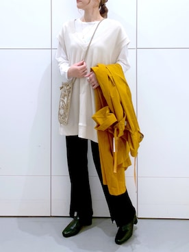 「LAKOLE（ラコレ）のアイテム（ステンカラーコート）」を使った、yun..さん（レディース・160cm）の秋コーディネート