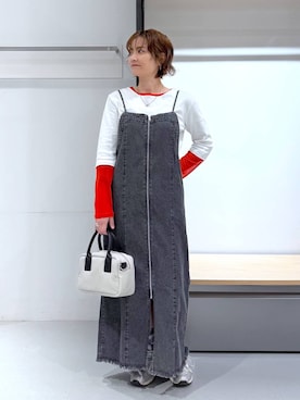 「niko and...（ニコアンド）のステンレスボールチェーンモチーフネックレス（ネックレス、その他）」を使った、yun..さん（レディース・160cm）の春コーディネート