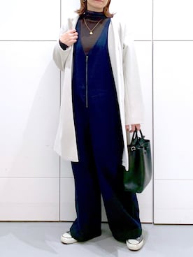 「LAKOLE（ラコレ）のアイテム（サロペット/オーバーオール）」を使った、yun..さん（レディース・160cm）の冬コーディネート