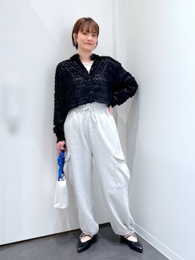 「LAKOLE（ラコレ）のアイテム（スウェットパンツ）」を使った、yun..さん（レディース・160cm）の春コーディネート