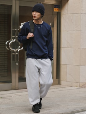 「アイテム（スウェットパンツ）」を使った、ayatoさん（メンズ・178cm）の冬コーディネート