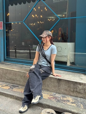 「PLACE STUDIO（プレイススタジオ）のアイテム」を使った、7e1raさん（レディース・164cm）の夏コーディネート