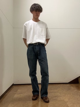 「ITEMS URBANRESEARCH（アイテムズ アーバンリサーチ）の接触冷感ダンボールショートスリーブカットソー（Tシャツ/カットソー、ホワイト系）」を使った、koukiさん（メンズ・172cm）の春コーディネート