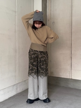 「アイテム（ブーツ、グリーン系）」を使った、tsuさん（レディース・163cm）の秋コーディネート