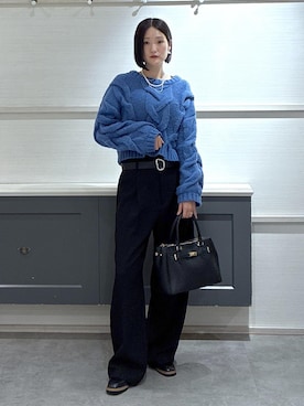 「アイテム（スラックス）」を使った、mikusonvisさん（レディース・168cm・30代）の冬コーディネート