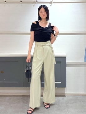 「VIS（ビス）の【2WAY】ひねり金具ワンハンドルミニショルダーバッグ（ショルダーバッグ）」を使った、mikusonvisさん（レディース・168cm・30代）の夏コーディネート