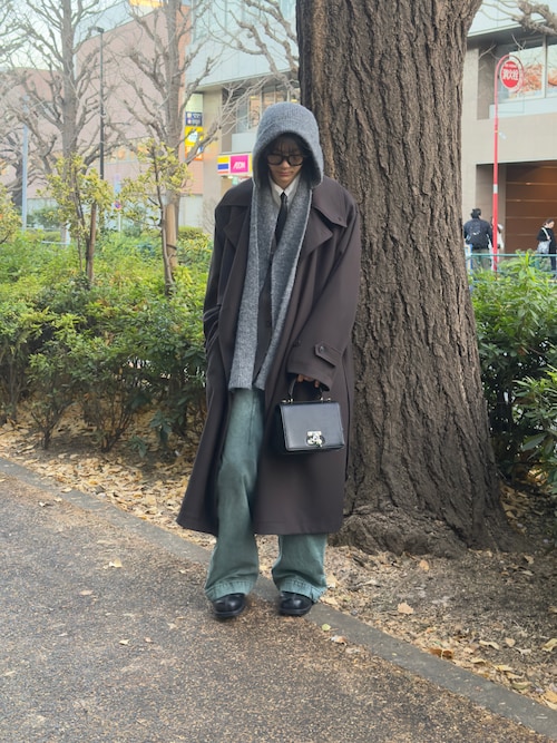 sinss ワイドロングトレンチコートてるブラックM