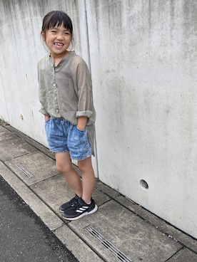 「アイテム（タンクトップ、ブラウン系）」を使った、enacoさん（キッズ・126cm）の夏コーディネート