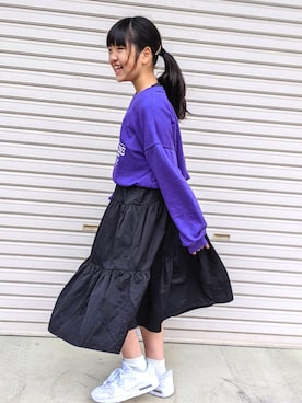 「アイテム（ワンピース、ブラック系）」を使った、enacoさん（キッズ・126cm）の春コーディネート