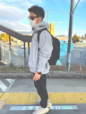 「LMCのアイテム（トップス）」を使った、ryutaroさん（メンズ・175cm）の冬コーディネート
