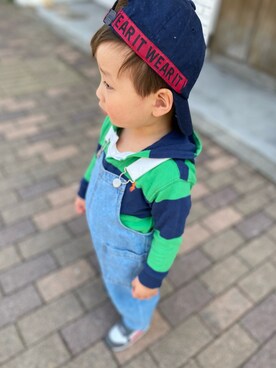「BeBe（ベベ）のアイテム（帽子）」を使った、kaj1265さん（キッズ・90cm）の春コーディネート