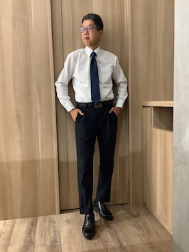 「アイテム（ビジネスシャツ、ホワイト系）」を使った、TOKYOSHIRTSららぽーと安城店さん（メンズ・172cm）の秋コーディネート