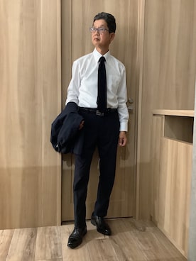 「アイテム（ビジネスシャツ、ホワイト系）」を使った、TOKYOSHIRTSららぽーと安城店さん（メンズ・172cm）の秋コーディネート