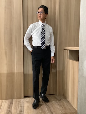 「アイテム（ビジネスシャツ、ホワイト系）」を使った、TOKYOSHIRTSららぽーと安城店さん（メンズ・172cm）の秋コーディネート