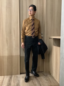 「アイテム（フォーマルスーツ/小物、ブラウン系）」を使った、TOKYOSHIRTSららぽーと安城店さん（メンズ・172cm）の秋コーディネート
