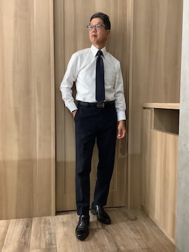 「アイテム（ビジネスシャツ、ホワイト系）」を使った、TOKYOSHIRTSららぽーと安城店さん（メンズ・172cm）の秋コーディネート