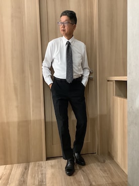 「アイテム（ビジネスシャツ、ホワイト系）」を使った、TOKYOSHIRTSららぽーと安城店さん（メンズ・172cm）の秋コーディネート