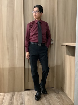 「TOKYO SHIRTS（トウキョウシャツ）のふじやま織 絹100% 日本製 ベーシックネクタイ（ネクタイ、グレー系）」を使った、TOKYOSHIRTSららぽーと安城店さん（メンズ・172cm）の秋コーディネート