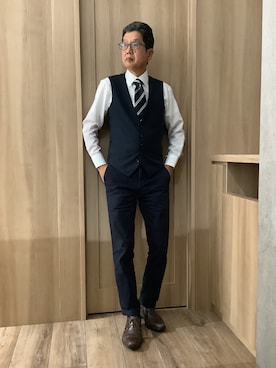 「アイテム（ビジネスシャツ、ホワイト系）」を使った、TOKYOSHIRTSららぽーと安城店さん（メンズ・172cm）の秋コーディネート