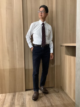 「アイテム（ビジネスシャツ、ホワイト系）」を使った、TOKYOSHIRTSららぽーと安城店さん（メンズ・172cm）の秋コーディネート