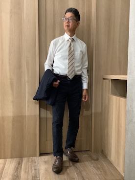 「アイテム（ネクタイ、ベージュ系）」を使った、TOKYOSHIRTSららぽーと安城店さん（メンズ・172cm）の秋コーディネート