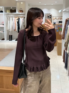 「mystic（ミスティック）のアイテム（ニット/セーター）」を使った、つゆちゃんさん（レディース・156cm）の秋コーディネート