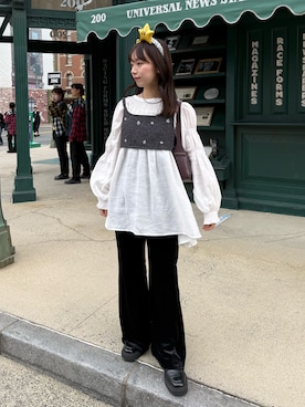 「mystic（ミスティック）のボウタイスキッパーブラウス（シャツ/ブラウス）」を使った、つゆちゃんさん（レディース・156cm）の秋コーディネート