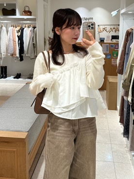 「mystic（ミスティック）のアイテム（ニット/セーター）」を使った、つゆちゃんさん（レディース・156cm）の秋コーディネート