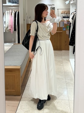 「mystic（ミスティック）のアイテム（シュシュ）」を使った、つゆちゃんさん（レディース・156cm）の春コーディネート
